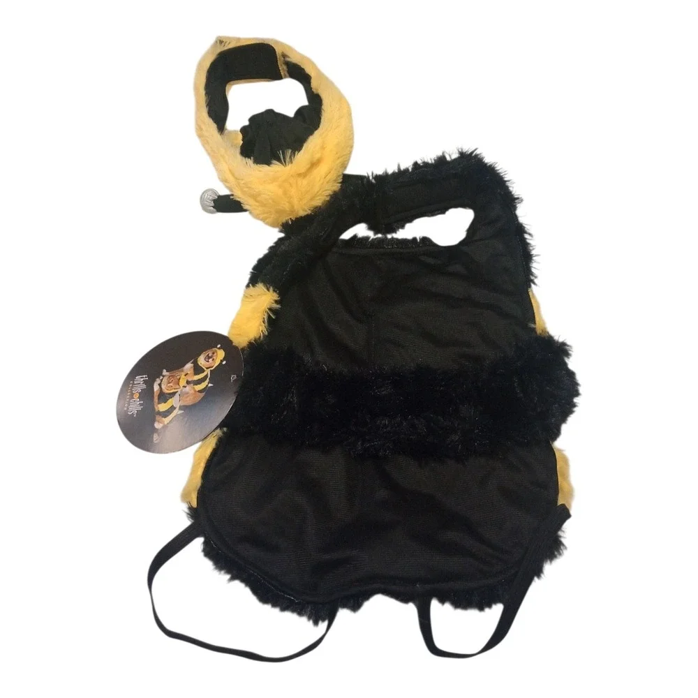 🐝 Thrills & Chills Bumblebee Dog & Cat Costume with Wings &‎ Antennae – Size S